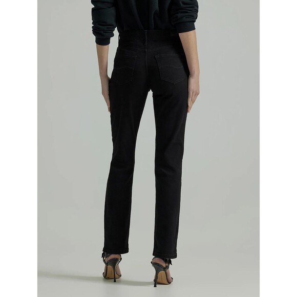 Lee Pants Womens 4 Medium Black Flex Motion Straight Leg Mid Rise Stretch NEW - Picture 3 of 16